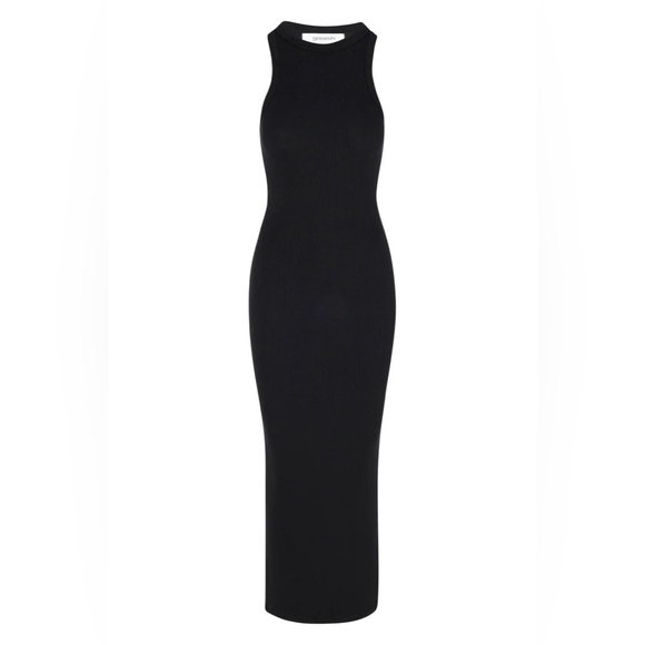 NWT Zara Sleeveless Black Ribbed Dress with Cowl Neck - Picture 3 of 4